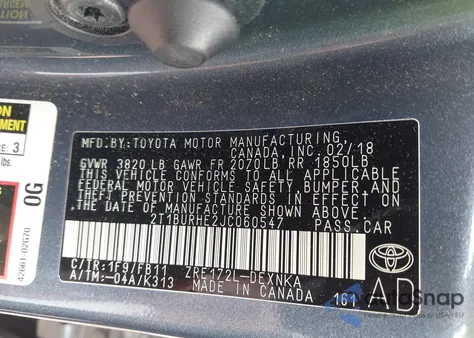 2018 Toyota Corolla Le z USA, uszkodzony, nr VIN 2T1BURHE2JC060547